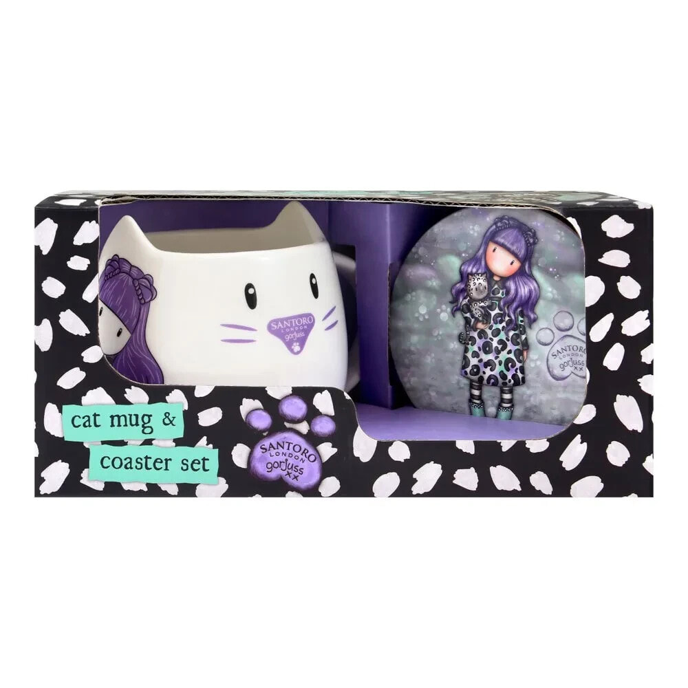 SANTORO LONDON Mug And Coaster Set Gorjuss™ Smitten Kitten