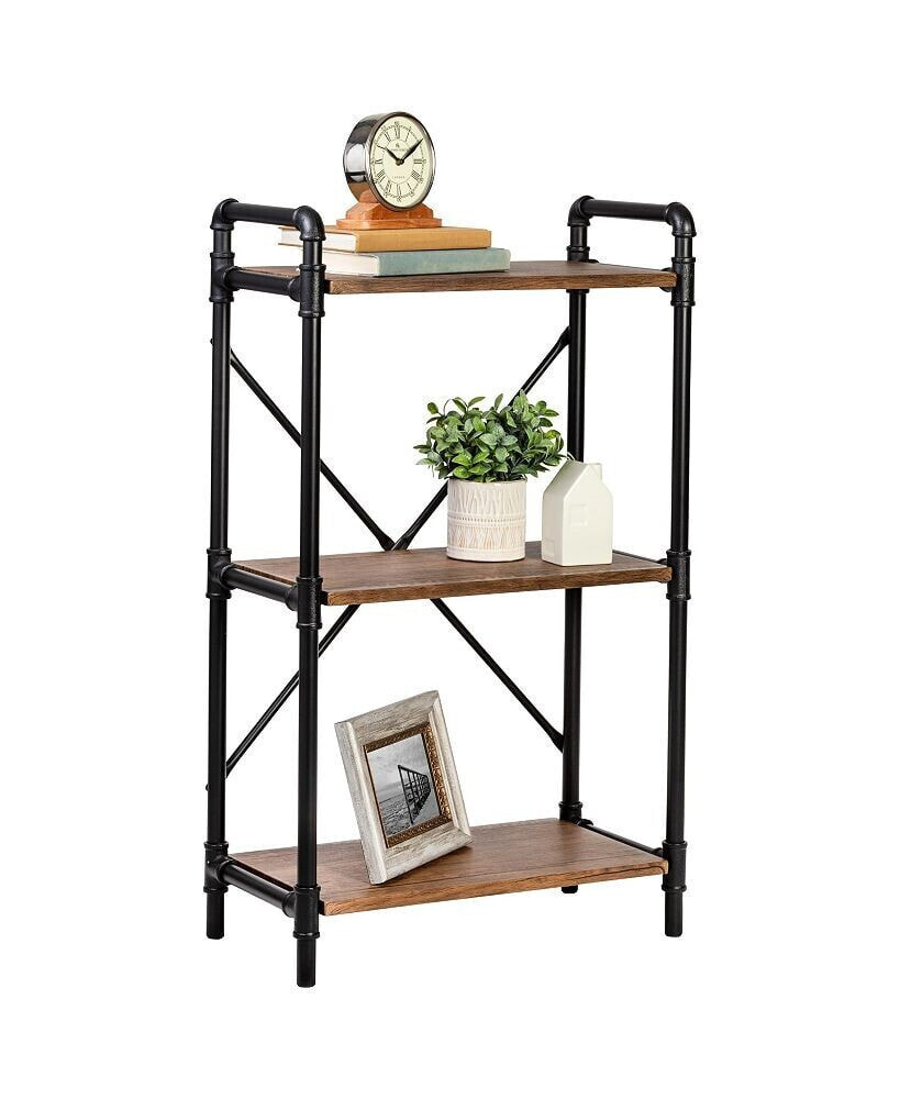 Honey Can Do 3-Tier Industrial Black Bookshelf