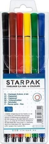 Starpak Cienkopisy 6 kolorów okrągłe 0,4 mm