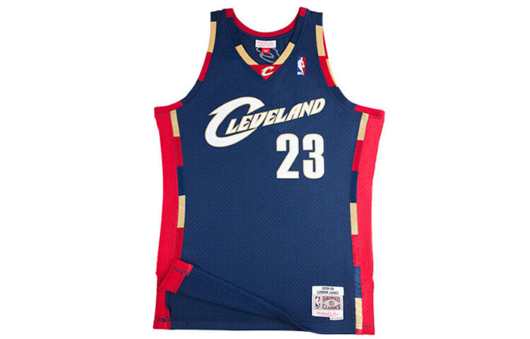 Mitchell & Ness V领套头无袖NBA复古运动球衣 SW球迷版 08-09赛季 骑士队詹姆斯23号 新秀 第二客场 情侣款 海军蓝 送礼推荐 / Майка Mitchell Ness VNBA SW 08-09 23 SMJYGS18156-CCANAVY08LJA