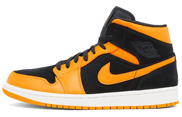 Jordan Air Jordan 1 Mid Peel 中帮 复古篮球鞋 男款 黑橙 / Кроссовки Nike Air Jordan 1 Mid Black Orange Peel (Оранжевый, Черный)