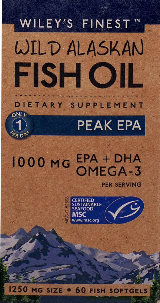 Wiley's Finest Wild Alaskan Fish Oil Peak EPA - 1250 мг - 60 мягких капсул с рыбой