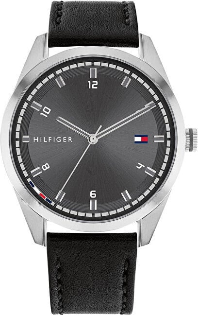Мужские наручные часы с черным кожаным ремешком Tommy Hilfiger Griffin 1710459