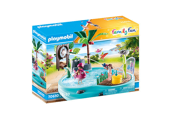 Игровой набор с элементами конструктора Playmobil FamilyFun  Бассейн для развлечений с распылителем воды,70610
