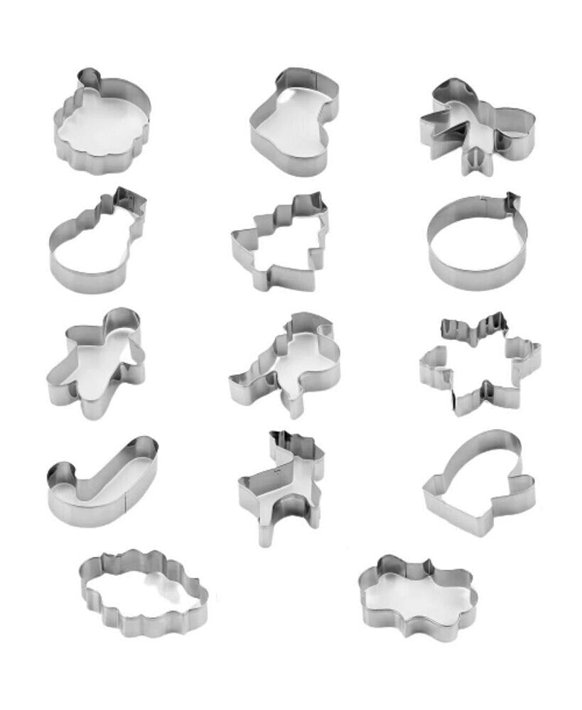 Zulay Kitchen metal Christmas Cookie Cutters 14-Pc.