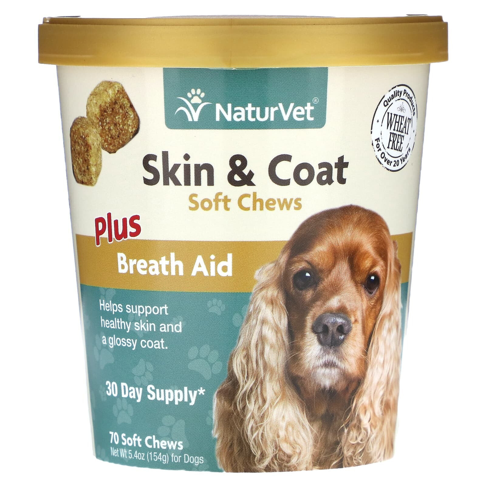 Skin & Coat Soft Chews, Plus Breath Aid, For Dogs, 70 Soft Chews, 5.4 oz (154 g)