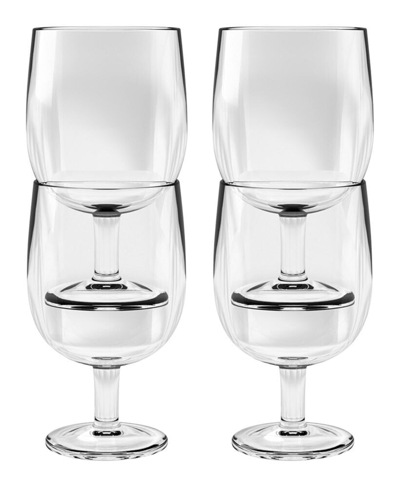 TarHong simple Stacking Wine Goblet, Clear, 8.6 oz., Premium Plastic, Set of 6