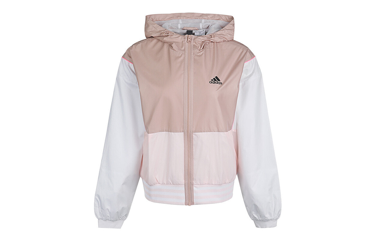 adidas neo MUST HAVES BLOCK 拼色Logo防风外套 女款 粉色 / Куртка Jacket Adidas Neo GF0127