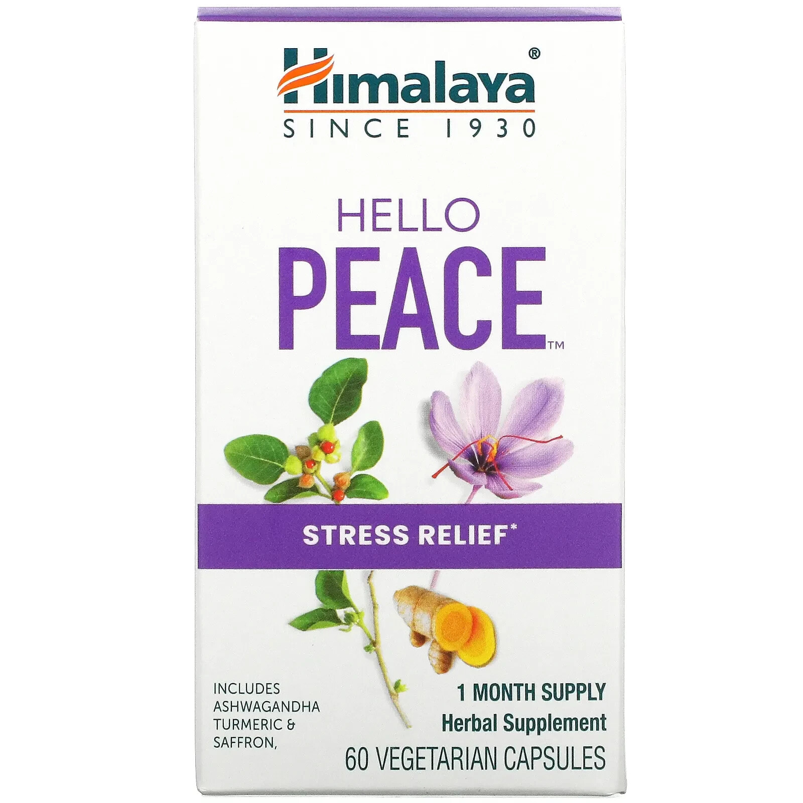 Hello Peace, Stress Relief, 60 Vegetarian Capsules