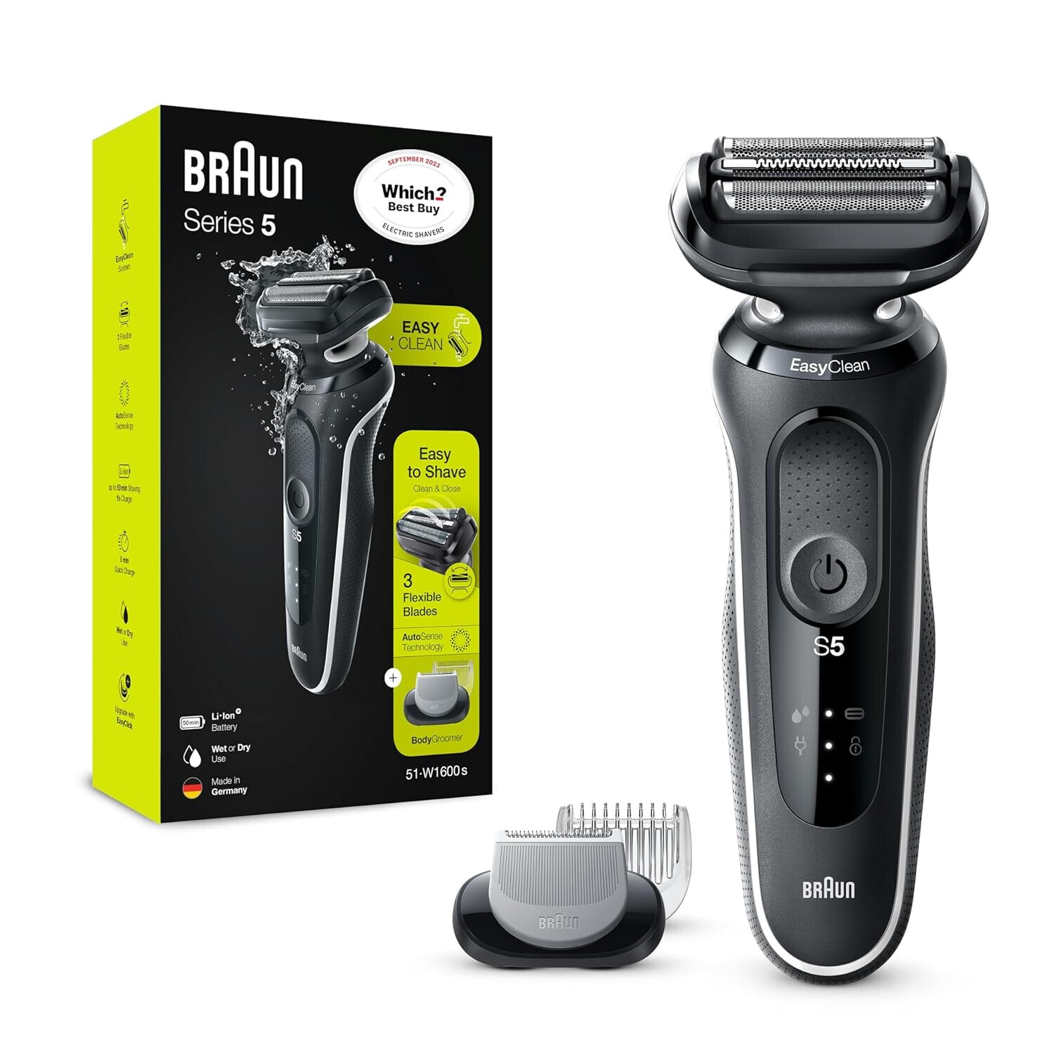 Braun Series 5 51-W1600s Electric Shaver for Men with EasyClick Body Groomer Attachment, EasyClean, Wet & Dry, Rechargeable Cordless Foil Shaver, White For Which One? The Best Buy