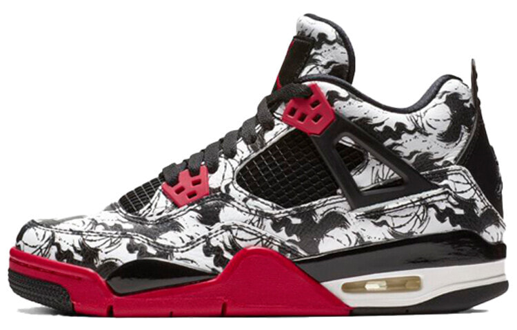 Jordan Air Jordan 4 Retro Tattoo 日本 中帮 复古篮球鞋 GS 黑白红 / Кроссовки Jordan Air Jordan 4 Retro Tattoo GS BV7451-006