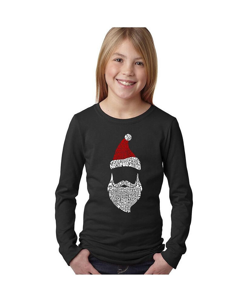 LA Pop Art big Girl's Word Art Long Sleeve T-Shirt - Santa Claus