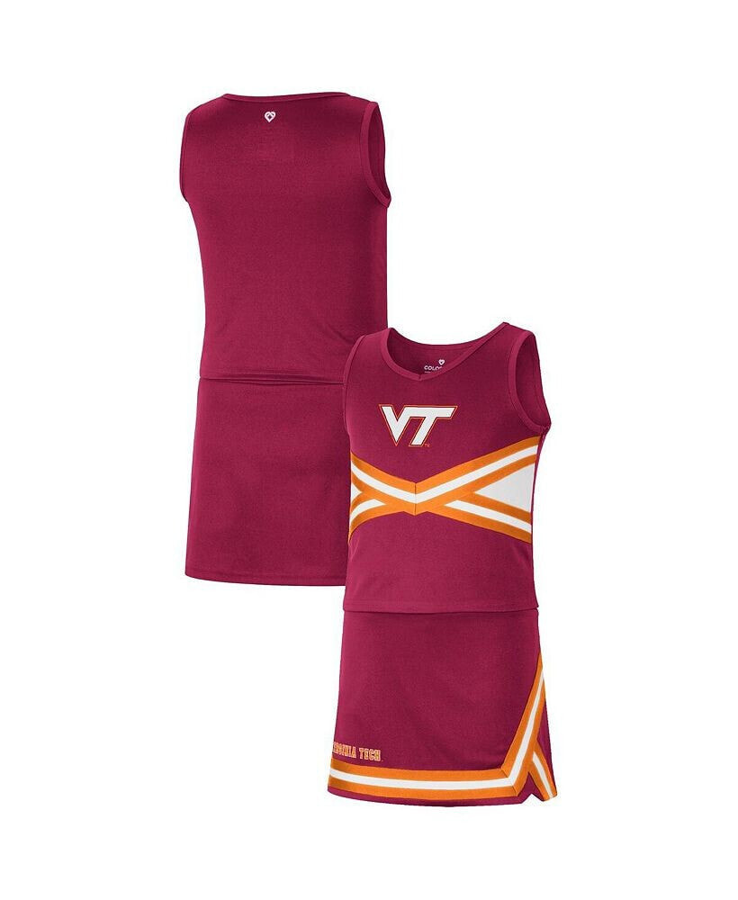 Colosseum big Girls Maroon Virginia Tech Hokies Carousel Cheerleader Set