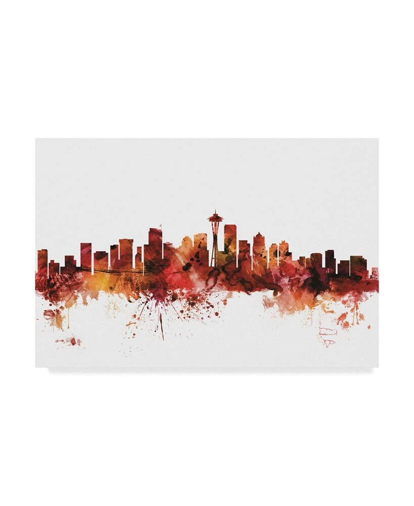 Trademark Global michael Tompsett Seattle Washington Skyline Red Canvas Art - 37