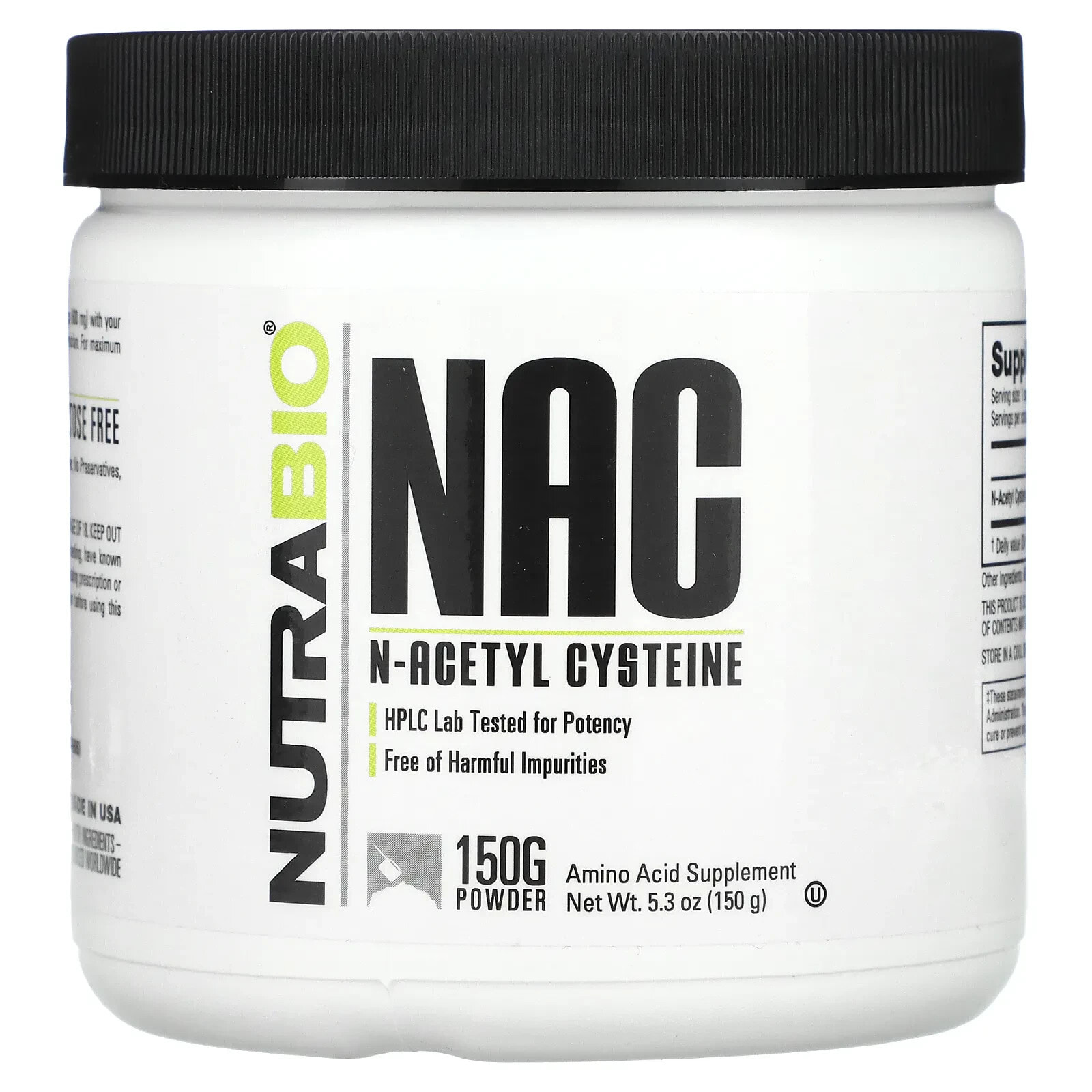 Nutrabio Labs, NAC, N-ацетилцистеин, 150 г (5,3 унции)