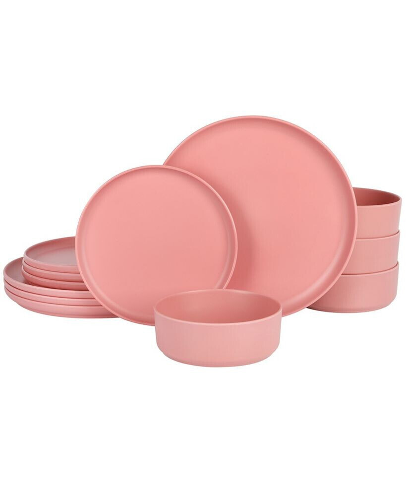 Gibson canyon Crest Stackable Matte Melamine 12 Piece Set, Service for 4