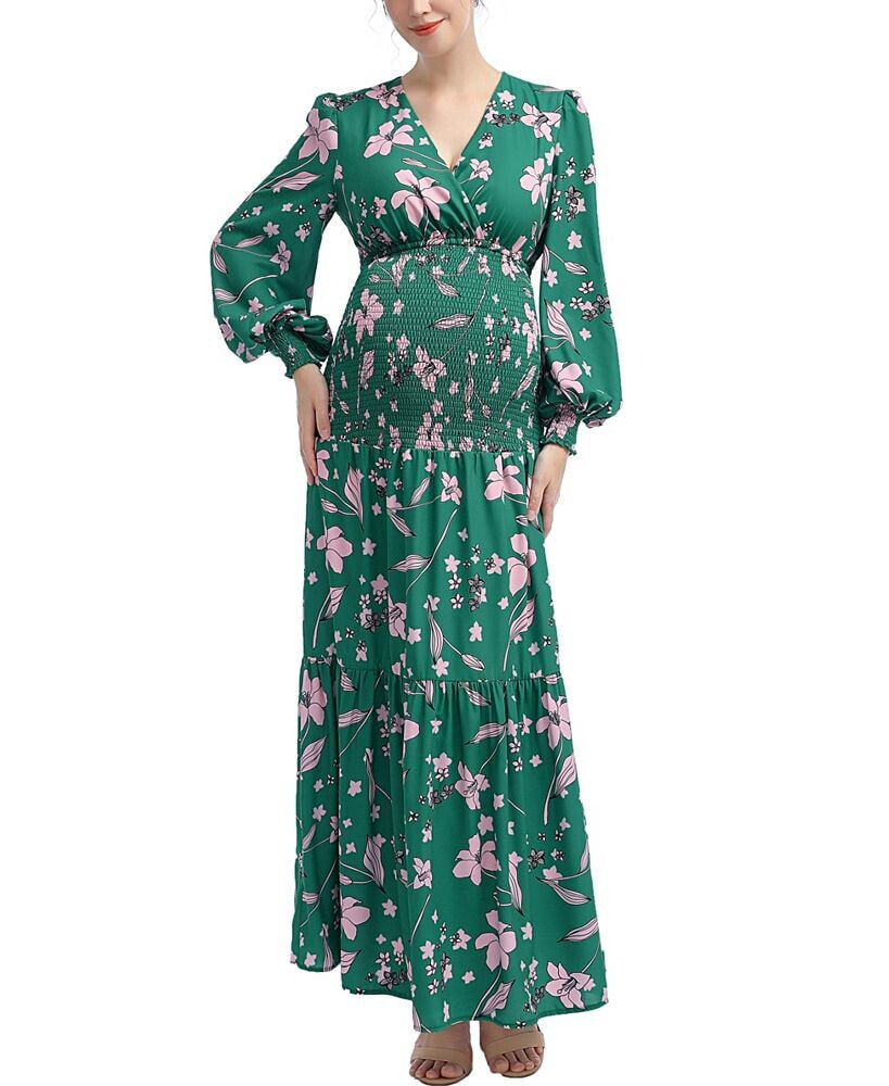 kimi + kai maternity Floral Print Smocked Maxi Dress