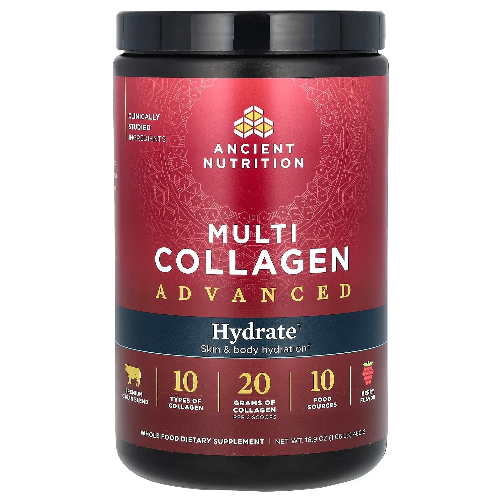 Multi Collagen Advanced, Hydrate, Berry, 16.9 oz (480 g)