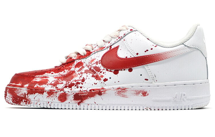 【定制球鞋】 Nike Air Force 1 Low 空军一号 喷绘 泼墨 低帮 板鞋 男女同款 白红 / Кроссовки Nike Air Force 1 Low CW2288-111