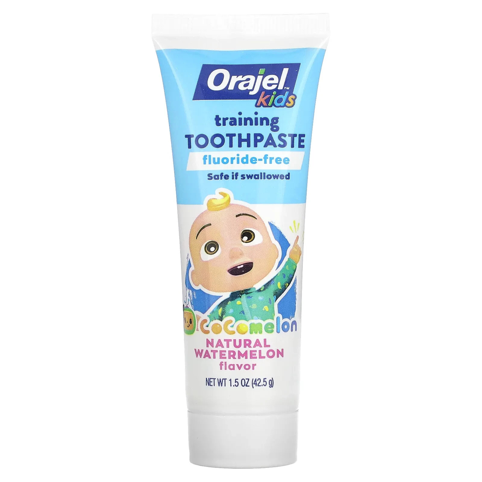 Orajel, Cocomelon, зубная паста для тренировок без фторидов, для детей от 0 до 3 лет, натуральный арбуз, 42,5 г (1,5 унции)