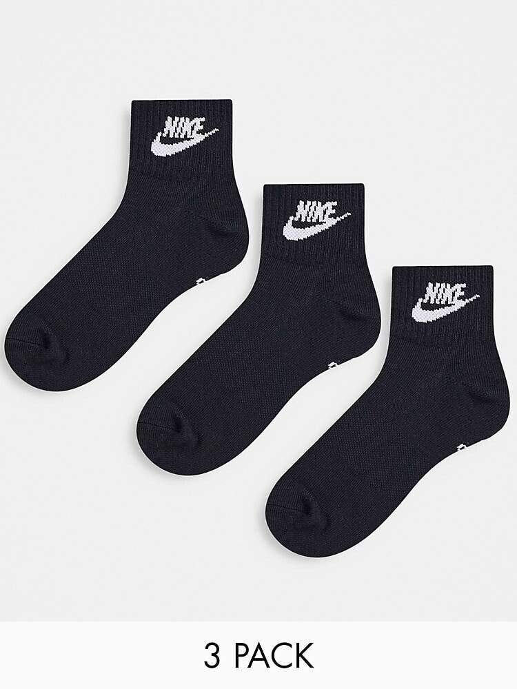 Nike – Everyday Essential – 3er-Pack knöchelhohe Socken in Schwarz und Weiß