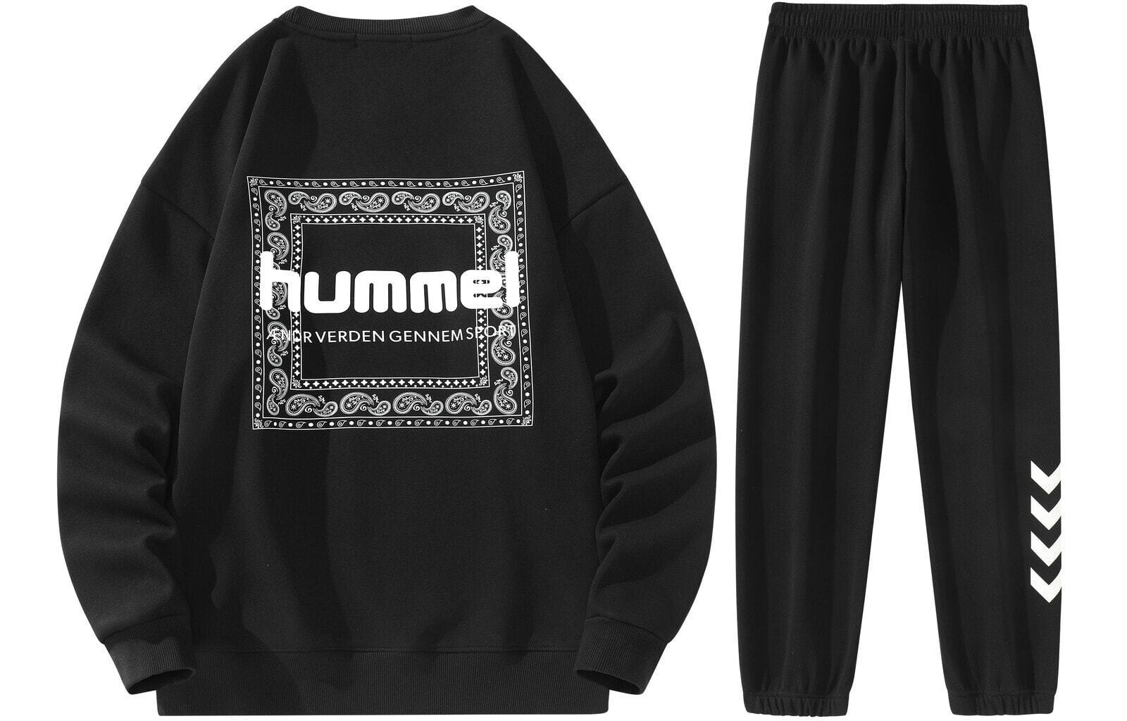 hummel 腰果花字母Logo印花加绒加厚圆领卫衣束脚运动裤套装 男女同款 / Футболка Hummel Logo RJ224PW209