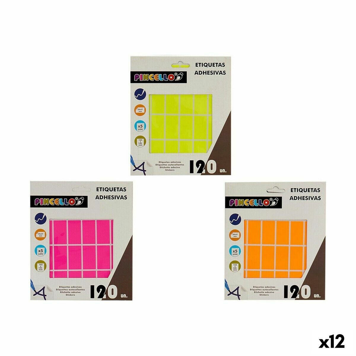 Adhesive labels Rectangular 20 x 37 mm (12 Units)