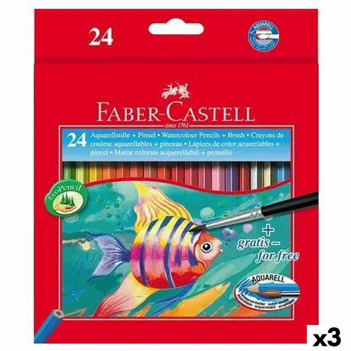 Watercolour Pencils Faber-Castell Multicolour 3 Pieces