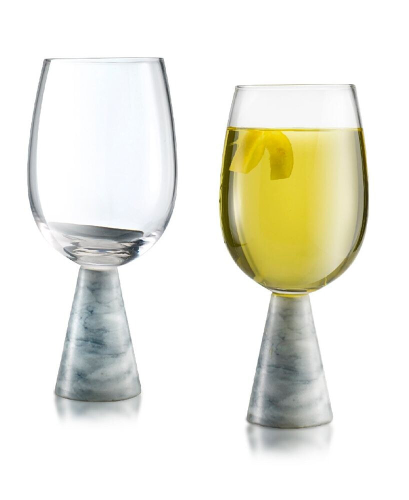 Qualia Glass marble All Purpose Wine Glasses, Set of 2, 14 Oz