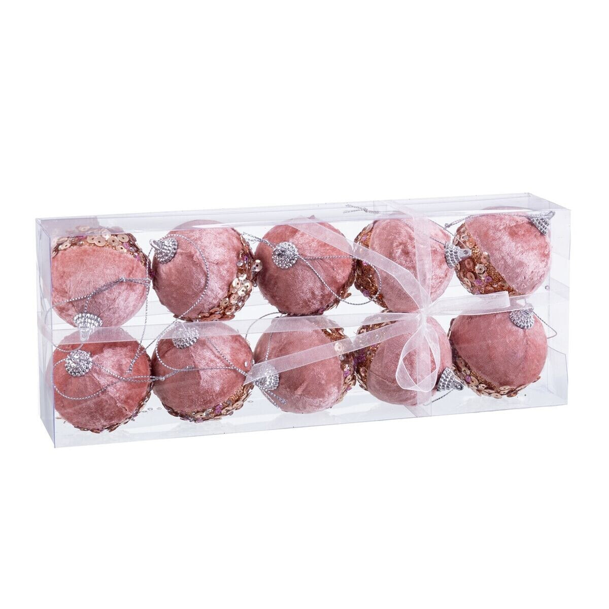 Ёлочные шарики Розовый Позолоченный Polyfoam Ткань 6 x 6 x 6 cm (10 штук)
