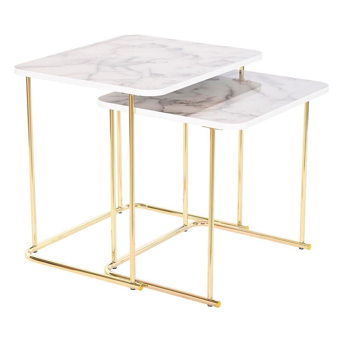 Set of 2 tables DKD Home Decor White Golden 51 x 43 x 49 cm