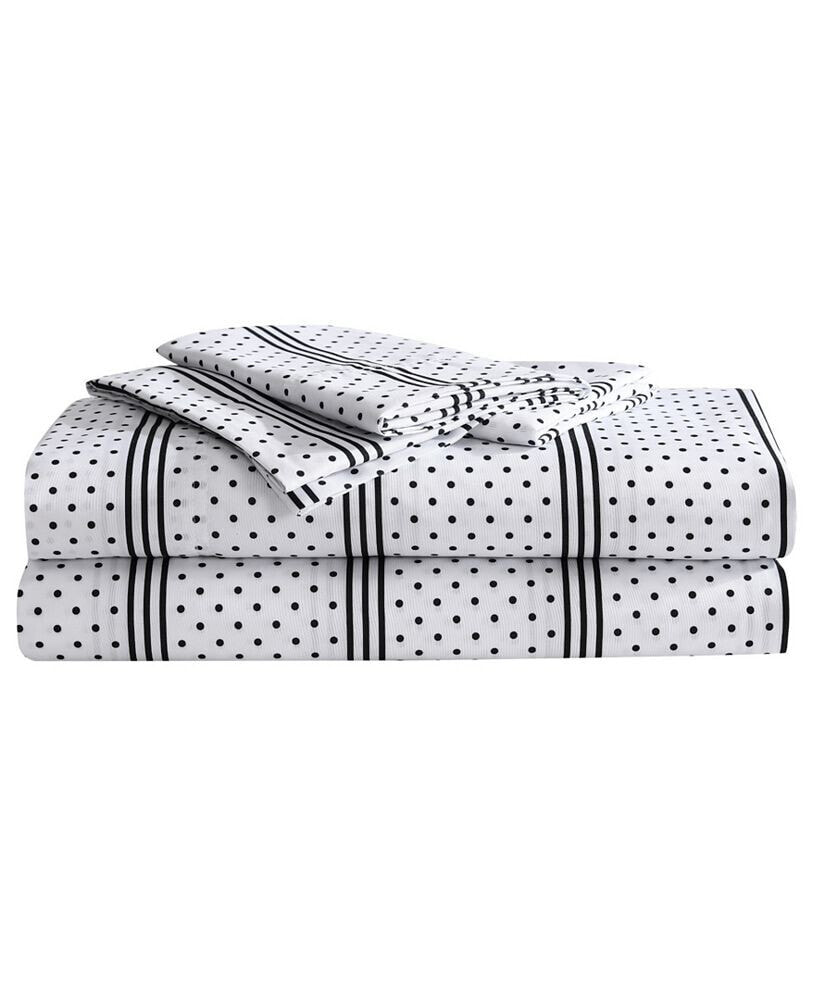 Betsey Johnson dots And Stripes 3 Piece Microfiber Sheet Set, Twin XL