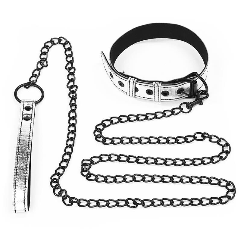 Маска или ошейник для БДСМ LOVETOY Collar with Leash Bondage Silver