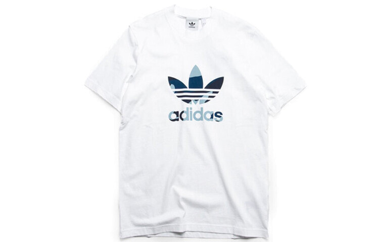 adidas originals三叶草 迷彩Logo印花短袖T恤 男款 白色 / Футболка Adidas originals LogoT DX3676