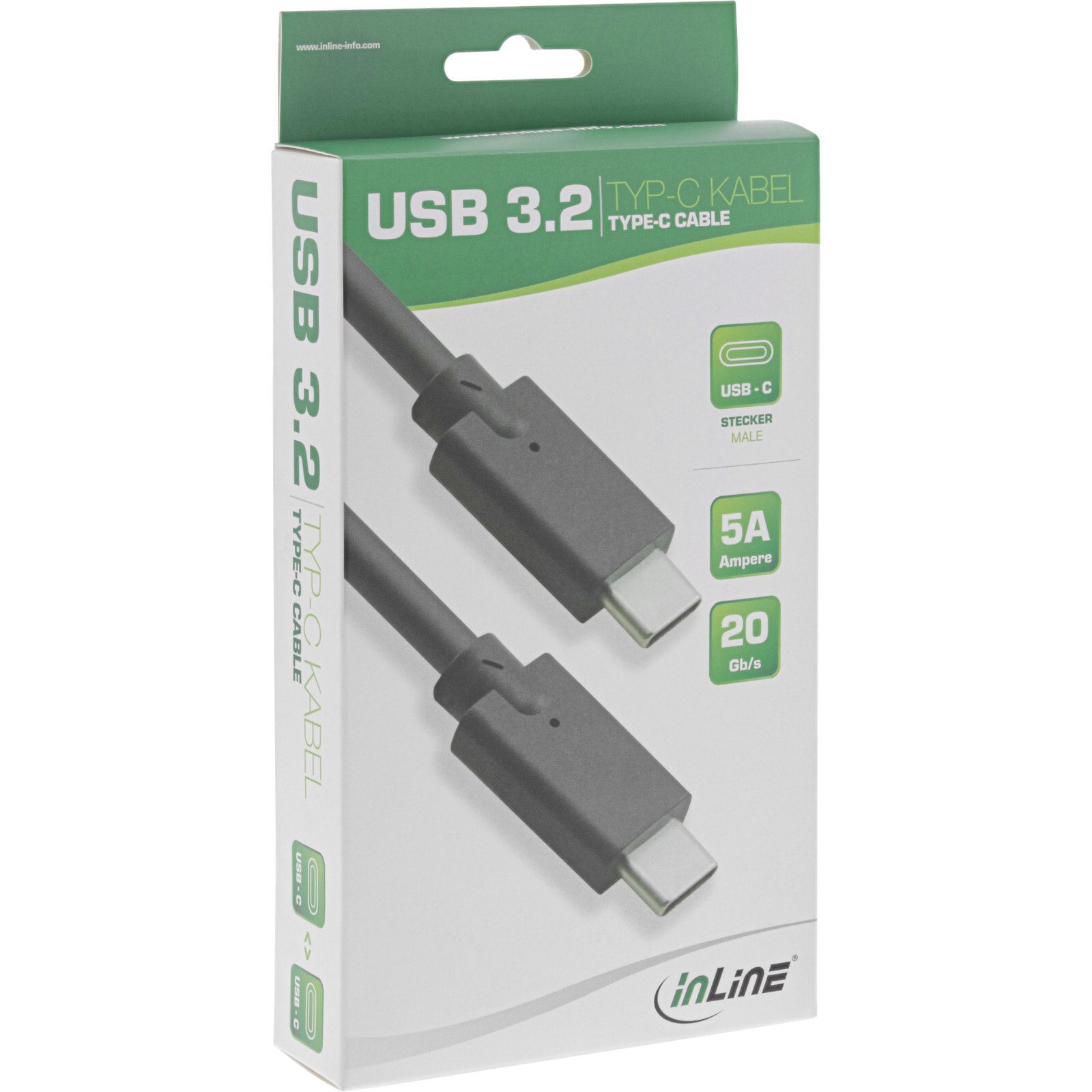 InLine USB 3.2 Gen.2x2 Cable - USB Type-C male/male - black - 0.3m - 0.3 m - USB C - USB C - USB 3.2 Gen 2 (3.1 Gen 2) - 20000 Mbit/s - Black