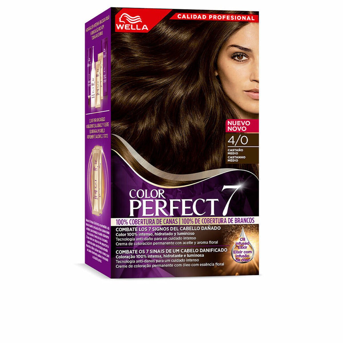 Permanent Dye Wella Color Perfect 7 Nº 4/0 Grey Hair 60 ml Medium Chestnut