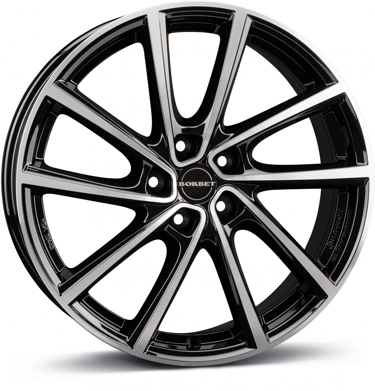 Колесный диск литой Borbet V black polished glossy 7x19 ET47.5 - LK5/108 ML63.4