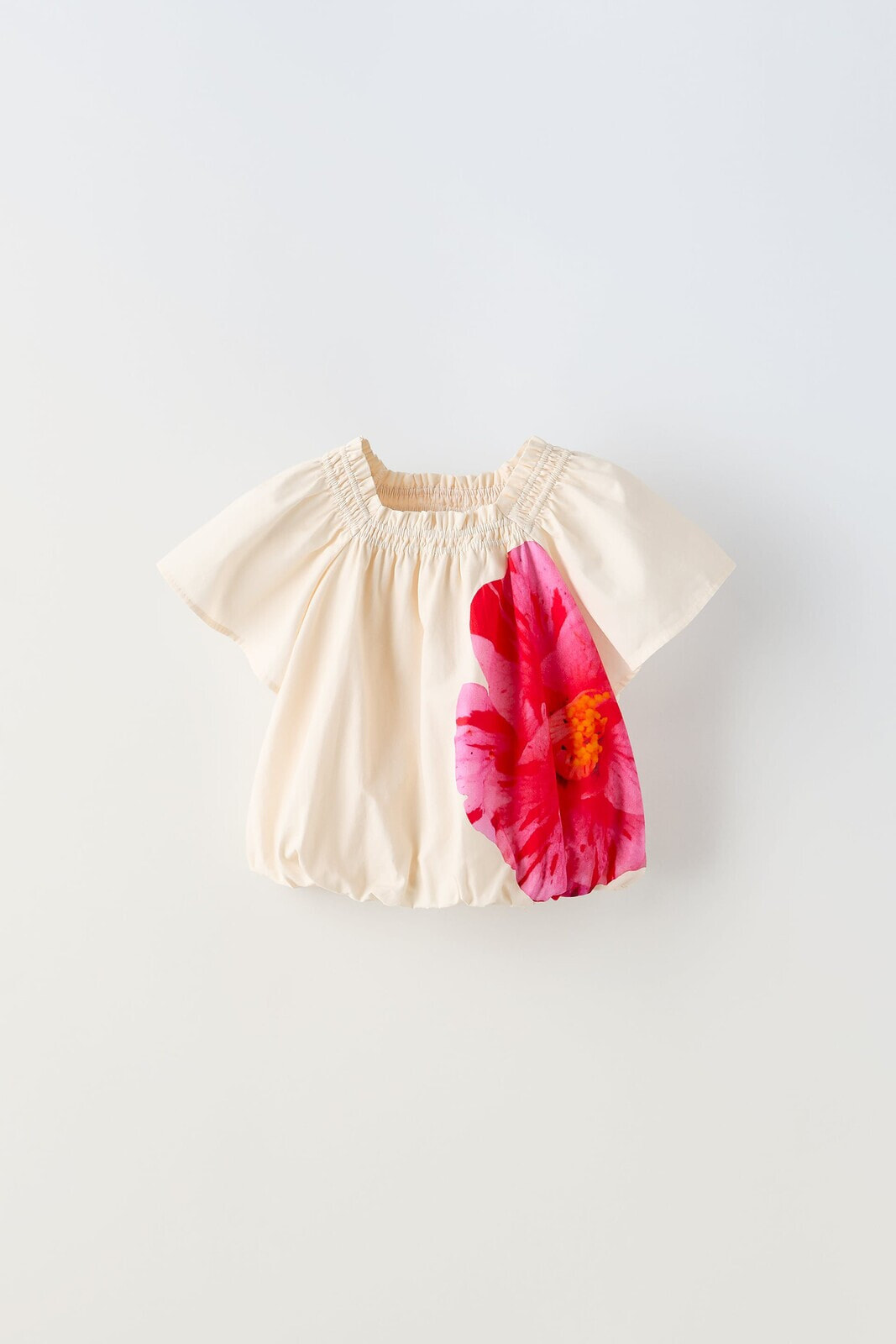 Рубашка из поплина с принтом «цветок» ZARA