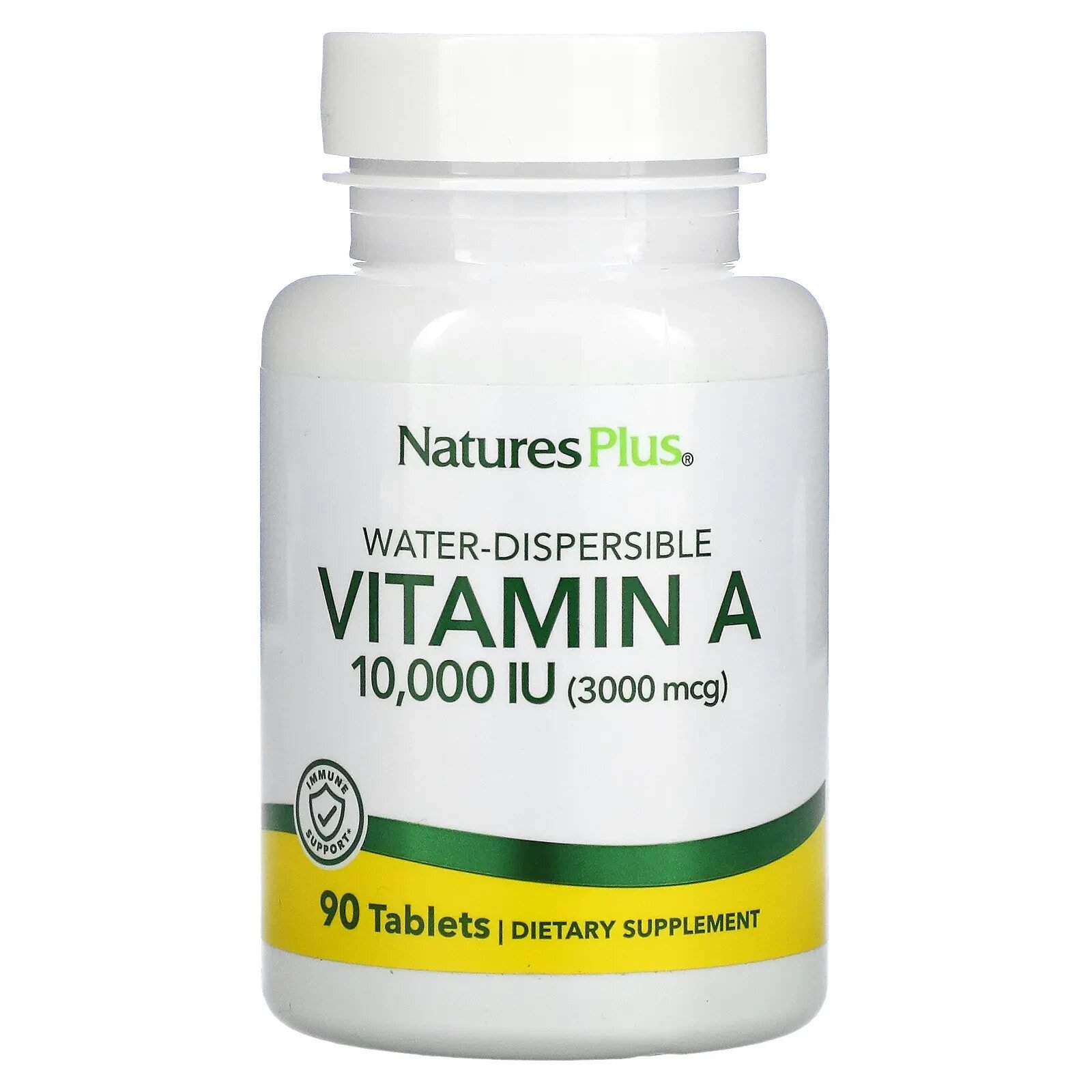 Натурес Плюс, водно-диспергируемый витамин А, 10 000 МЕ (3 000 мкг), 90 таблеток