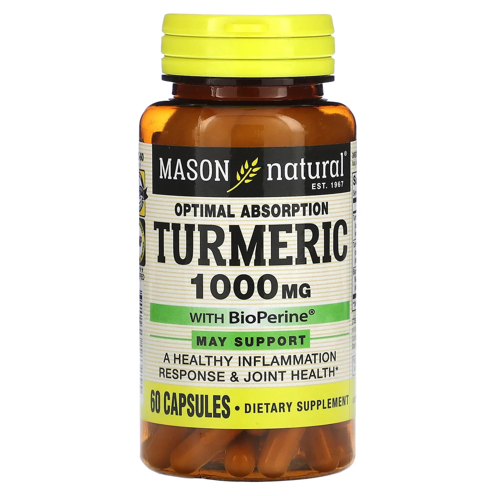 Mason Natural, Куркума с BioPerine, 1000 мг, 60 капсул
