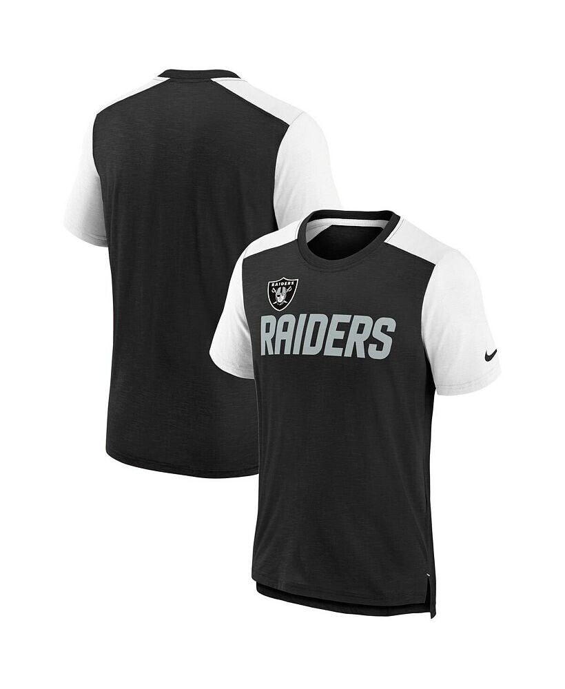 Boys Youth Heathered Black, White Las Vegas Raiders Colorblock Team Name T-shirt