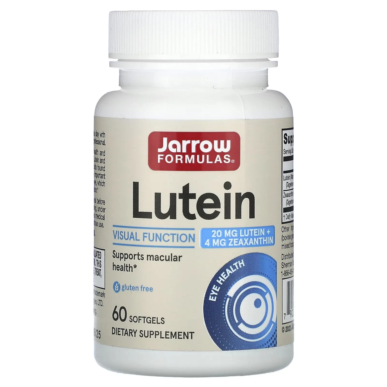 Jarrow Formulas Lutein Лютеин 20 мг для улучшения зрения 60 капсул