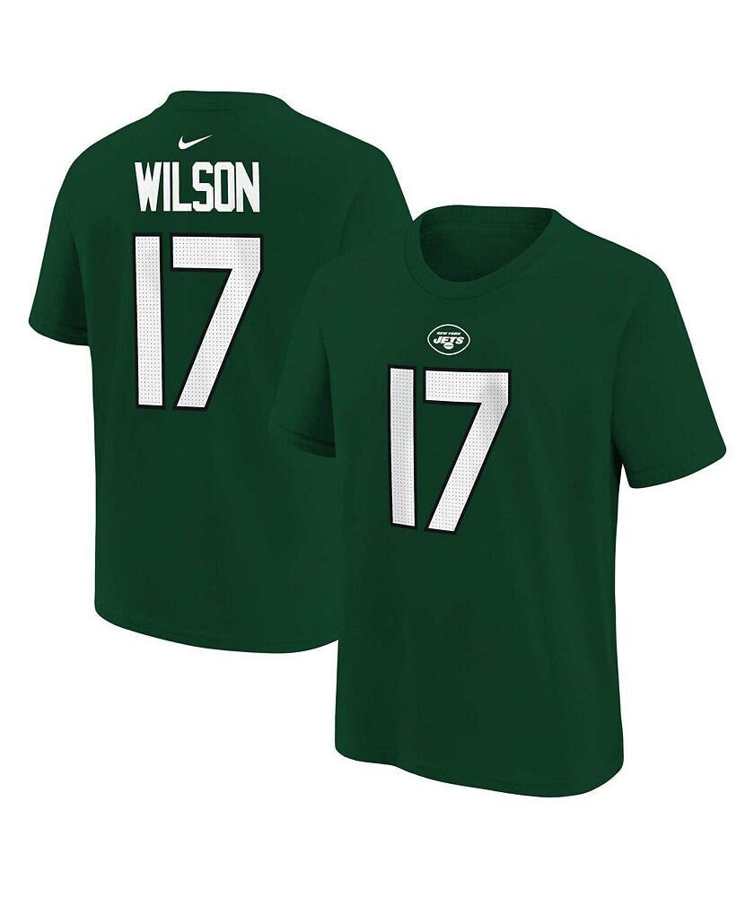 Nike big Boys Garrett Wilson Green New York Jets Player Name and Number T-shirt
