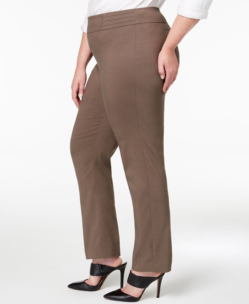 Jm Collection Plus Size Tummy Control Pull-on Slim-leg Pants