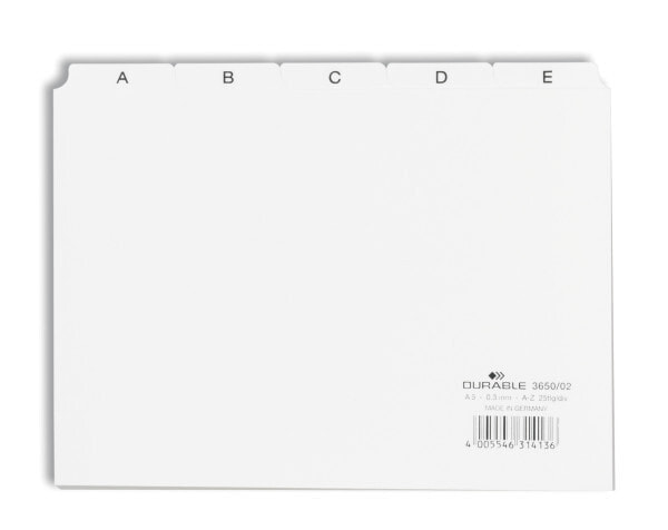 Durable 365002 закладка-разделитель Алфавитная закладка-разделитель ПВХ Белый