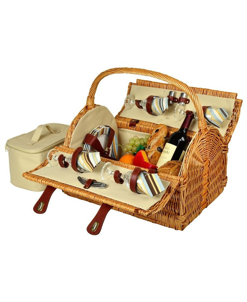Picnic At Ascot yorkshire Willow Picnic Basket with Service for 4