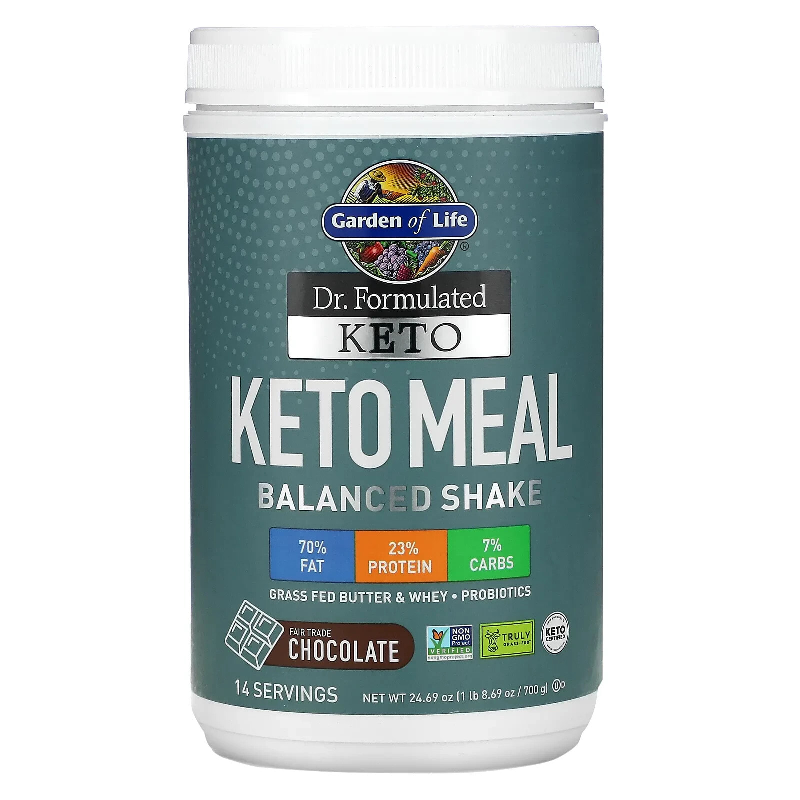 Dr. Formulated Keto Meal Balanced Shake, Chocolate, 24.69 oz (700 g)