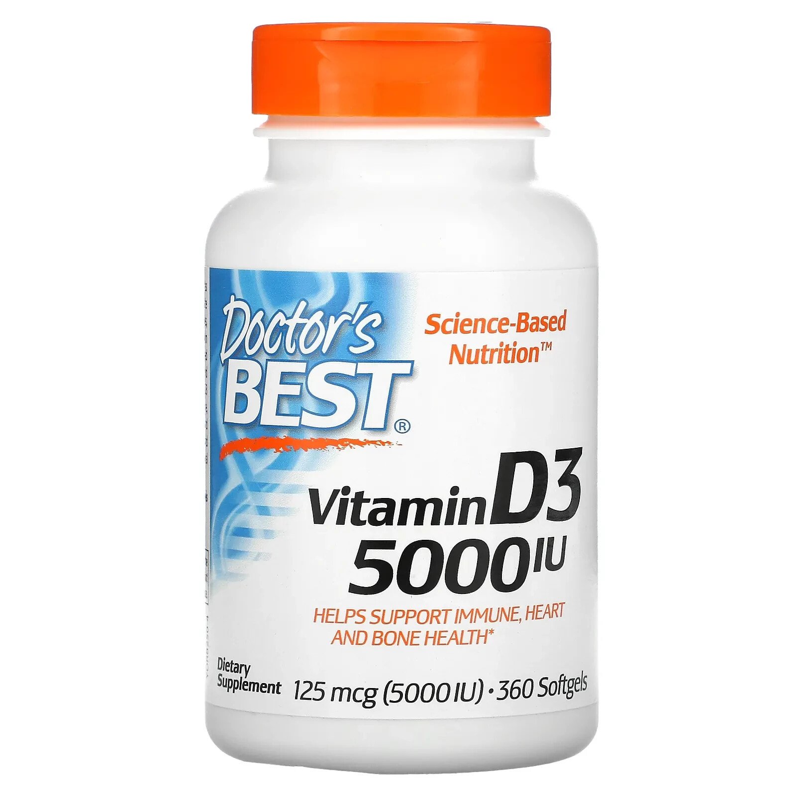Doctor's Best, витамин D3, 50 мкг (2000 МЕ), 180 капсул