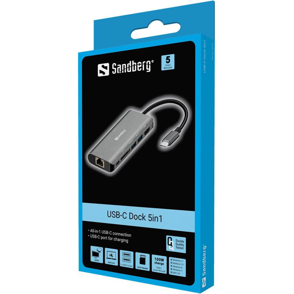 Sandberg USB-C Dock HDMI+LAN+SD+USB,61W 136-18