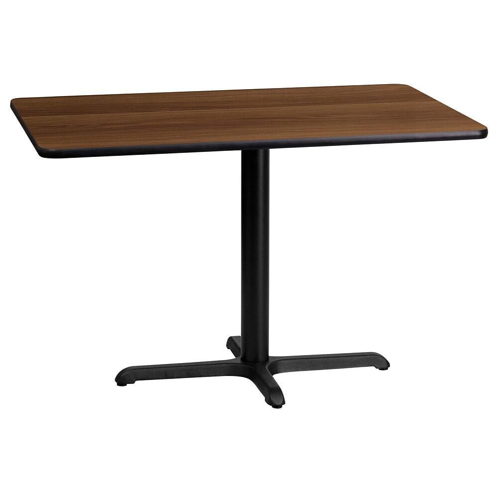 Flash Furniture 24'' X 42'' Rectangular Walnut Laminate Table Top With 22'' X 30'' Table Height Base